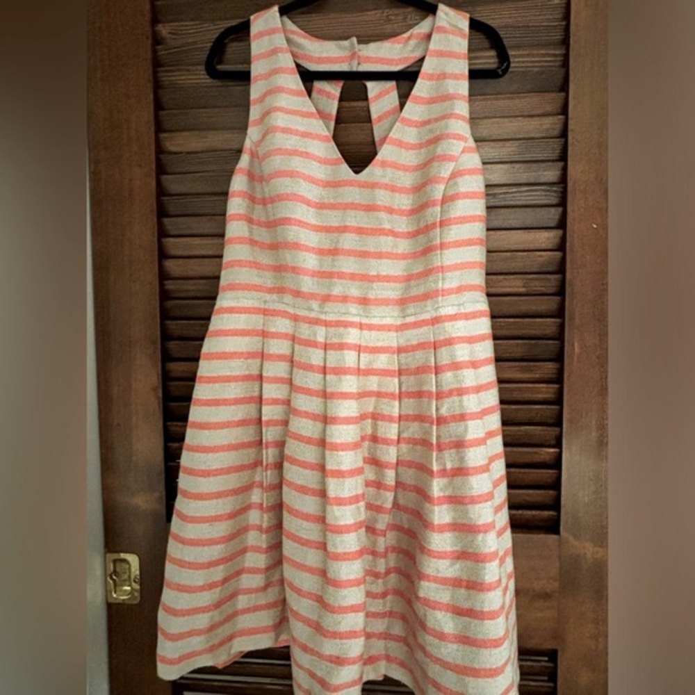 😍 Banana Republic Linen Blend Fit & Flare V Neck Dress 😍 Size 14 • NWT